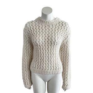 Wool Alpaca Blend Sweater & Other Stories Cream Open Knit Long Sleeve XS